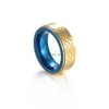 8mm blauw goud tweekleurig wolfraam stalen ringband vinger mannen ruwe hiphop punk carbide ringen mode-sieraden cadeau zal en zandig