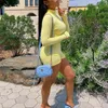 Nervürlü Şanslı Etiket Seksi Bodycon Tulum Kadınlar Fermuar Tek Parça Kıyafetler Katı Uzun Kollu Tulum Bayan Kadın Bayan Tulumları
