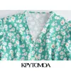 Women Fashion Floral Print Wrap Midi Dress V Neck Short Sleeve Bow Tie Sashes Female Dresses Vestidos 210420