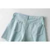 Nomikuma Kore Tarzı Yüksek Bel Şort Kadınlar Moda Unicolor Split Tasarım Rahat Kısa Denim Pantolon Tüm Maç Pantalones 210514