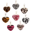 8st/Set Leopard Plush Keychains Pendant Creativity Heart Shaped Key Chain Bagage Decoration Keyring Designer DIY Gift