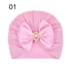 赤ちゃん帽子キャップビッグボウターバンヘアBOWKNOTラインストーンヘッドラップ新生児子供の耳カバー幼児子供3層弓ビーニーソリッドカラーKBH68