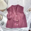 Women's Vests Women Sweater Vest Spring Autumn Loose V-neck Sleeveless Knitwear Waistcoat Wool Stra22