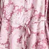 Summer Women Paisley Printing Side Slit Pink Midi Shirt Dress Female Long Sleeve Clothes Casual Lady Loose Vestido D7692 210430