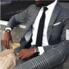 Classic Wedding Tuxedos Men's Suit Slim Fit Suit for Men Coat Business Grey Plaid Mens Suits Slim Fit Groom Party Bridal Tuxe316S