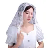 Bridal Veils Chapel Veil Mantilla Latin Mass Flower Embroidered Head Covering Lace Edge Scarf For Confirmation Baptism 2 Colors6295169