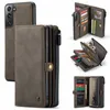 Premium Leather Phone Cases For Samsung Galaxy S22 S21 FE S20 Plus Ultra A72 A52 A71 A51 Note 20 10 Zipper Wallet Detachable Magnetic Case Retro Flip Covers