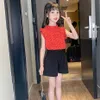 ベスト+ショート服カジュアルスタイルの子供210527の女の子の夏の服のドットパターン衣装