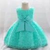 女の子のドレスplbbfzホワイト1年の誕生日の赤ちゃんガールドレスレースビーズの花のバプテスマ党の結婚式の王女