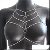 Other Body Jewelry Stonefans Charming Shiny Rhinestone Bra Chain Women Round Luxury Crystal Breast Necklace Statement Party Drop Delivery 20