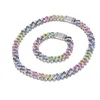 Новые ювелирные изделия моды чарки кубинские ожерелье 12 мм алмазные красочные радуги европейский и американский браслет, полный бриллиантов хип-хоп ожерелье женщины