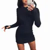 Oshoplive 2021 الخرافات الأزياء bodycon اللباس للنساء تنوع التفاف سليم مثير اللباس طويل الأكمام الحياكة البسيطة اللباس Y1006