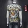 3D Leopardo Impressão T Camiseta Homens Manga Curta Gelo Seda Respirável Tshirt Casual Streetwear Camisas Engraçadas Tops Camiseta Masculina 210527