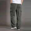 Men's Casual Trousers Cotton Overalls Elastic Waist Full Len Multi-Pocket Plus Fertilizer Men's Clothing Big Size Cargo Pants 211112