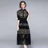 High-end Womens Lace Klänning Kortärmad Retro Trendiga Sommar Klänningar Temperament Noble Lady Dress Prom Evening Dresses