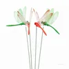 Dekoracje Ogrodowe 8 CM Sztuczne Dragonfly Outdoor Symulacja 3D Symulacja Dragonflys Stake Yard Roślin Decor Decor Stick 50 sztuk / partia ZC194