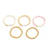 Charm Bracelets IngeSight.Z 5Pcs/Set Candy Color Soft Clay Acrylic Letter Bangles Multi Layered Beads Chain Bracelet For Women Jewelry