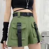 Pantalones cortos de pierna ancha para mujer con fajas holgados de cintura alta deportivos Cargo para mujer estilo Safari doble bolsillo de talla grande corto para mujer