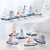 Marinha náutica criativa veleiro modo decoração do quarto estatuetas miniaturas estilo mediterrâneo navio pequeno barco ornamentos 2201112903947