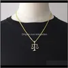 Necklaces Mens Hip Hop Iced Out Zircon Balance Pendant With M 24Inch Cuba Copper Chain Necklace Rapper Personalized Jewelry Z3Dl3 236S