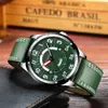 Casual Business Leather Strap Watch for Men Luxury Brand Military Green Clock Mens Quartz Wristwatch Male Calendar Watches308w