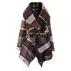 Women039s Jackets Autumn Winter Jacket Stäng av kragebeläggning Bältet Wool Blend Asymmetric Hem Wrap Solid Color D36955453