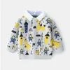 Mudkingdom Jungen Hemd Pullover Langarm Gestrickte Cartoon Tier Patchwork Abnehmbare Kragen Tops 210615