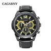 Luxury Mens Sports Watch CAGARNY Large Dial Golden Quartz Men Watches Calendar Silicone Strap relogio de luxo226e