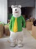 Halloween White Polar Bear Mascot Costume Top Quality Animal Theme Character Carnival Unisex vuxna outfit jul födelsedagsfest klänning