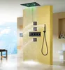 Matte Black Shower Mixer Set 16 Inch LED Bathroom Thermostatic Rainfall Concealed Shower System With Hand-Held Nozzle