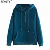 Women Fashion Zipper Decoration Casual Loose Fleece Sweatshirts Female Basic Pockets Hoodies Chic Pullovers Tops H522 210416