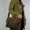 Umhängetasche Männer Echtes Leder Vintage Crazy Horse Messenger Umhängetasche männlichen Sling Bag Casual Braun Cowboy