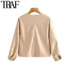 Traf Women Fashion Pu Faux Leatherルーズブラウス