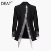 spring small suit jacket for famale design niche back hollow split tassel black loose blazers YJ912 210421