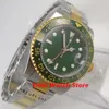 Armbanduhren 40mm GMT 3804 Gold Automatische Uhr Männer Wasserdichte Stahlband Grünes Zifferblatt Lünette Saphirglas B319