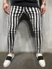 Men's Summer Fashion Slim Comfortable Striped Plaid Black White Casual Pencil Jogger Cargo Pants Trousers