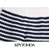 KPYTOMOA femmes Chic mode rayé tricoté Shorts Vintage taille haute élastique femme pantalon court Mujer 210719