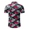 Stylish Floral Print Shirt for Men Summer Brand Short Sleeve Slim Fit Mens Hawaiian Shirt Casual Holiday Beach Chemises 210522