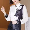 Mode coréenne Soie Femmes Blouses Satin Office Lady Chemise et Blouse Lâche À Manches Longues Blusas Largas Plus La Taille XXXL Femmes Tops 210531