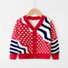 2021 Jesień Zima Knitting Pullover Toddler Chłopcy Klasyczny Wzór Pojedynczy Breaded V Neck Sweter Dziewczyna Odzież 1-8T Y1024