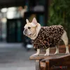 Roupas de luxo para cães de estimação para inverno com estampa de leopardo buldogue francês casaco macio designer de pele média com capuz 210804
