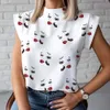 Jocoo Jolee Wild Stand Neck Slim Camicia Summer Girl Stampa Top e camicette Office Lady Elegante camicetta in chiffon a maniche corte Blusas 210518