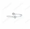 Anello in argento 925 intero con barre parallele a scatola, anello da donna con due lettere T regolabile, gioielli250s