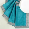 Teal Blue Luxury Table Runner for Dining Wedding Party Christmas Cake Floral Soft cloth Decoration Nordic Modern 210708