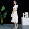 Verão Meio-comprimento Jovem estilo chinês vestido escritório senhora sem mangas joelho-comprimento v-pescoço regular 210416