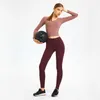 Gevoerde tops met lange mouwen voor dames Yoga sportbeha V-hals Effen kleur Slank hardloopfitnessshirt Workout Gymkleding