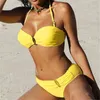 المرأة مثير بيكيني مجموعة رفع الإناث ملابس السباحة ملابس السباحة منفصلة قطعتين البرازيلي المايوه كبير زائد الحجم XXL 210407