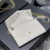 Tasarımcı Çanta Kadın Cüzdan Buzağı Havyar Zarf Bag Beyaz Orijinal Deri Kredi Kartı Tutucu Para Çantası En Kalite Mini Zincir Omuz Çantaları
