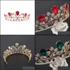 Andra hår smycken smycken andra mode kvinnor bröllop brud tiara krona barock barrettes hårband klipp (röd) släpp leverans 2021 r6Hz0