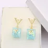 4Colors 18K Gold Plated Earrings Ear Stud Designers Brand Heyters Letters Women Enring Wedding Partn